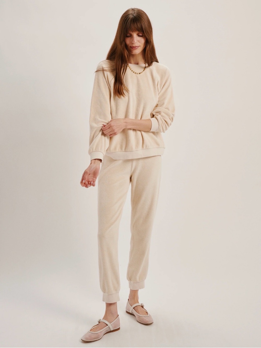 Suzie Kondi Slim Track Pant in Natural Velour size XL